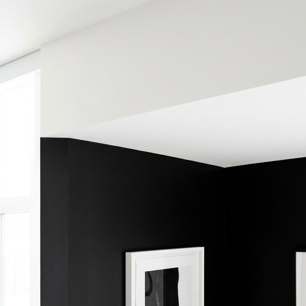 Black wall white ceiling perfect straight line